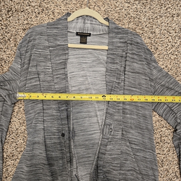 Susan Lawrence Gray And Black Longsleeve Lightweight Cardigan Size Large - Picture 10 of 13